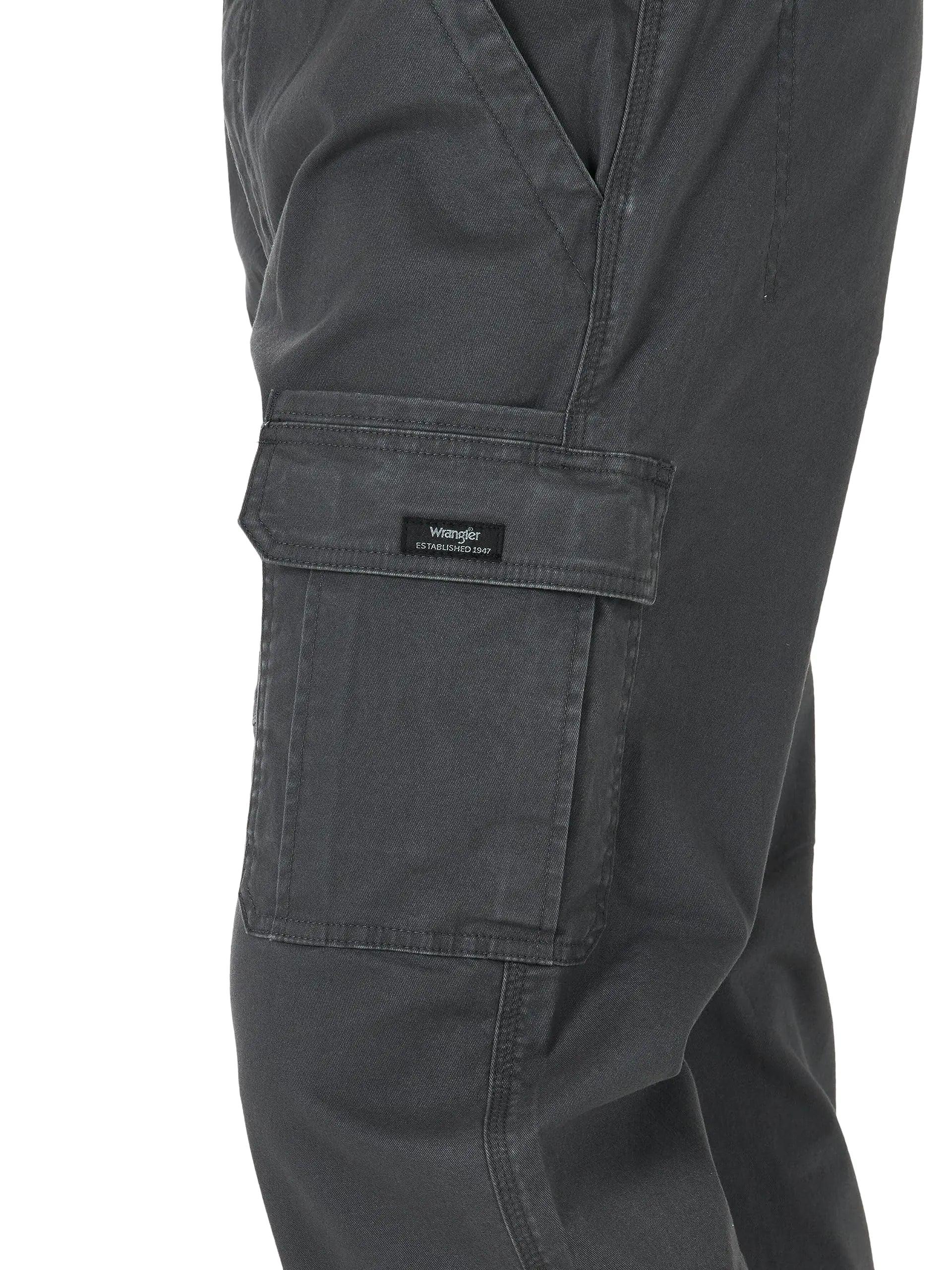 Wrangler Authentics Men's Relaxed Fit Stretch Cargo Pant 35W x 32L Anthracite Twill - Evallys.com # #