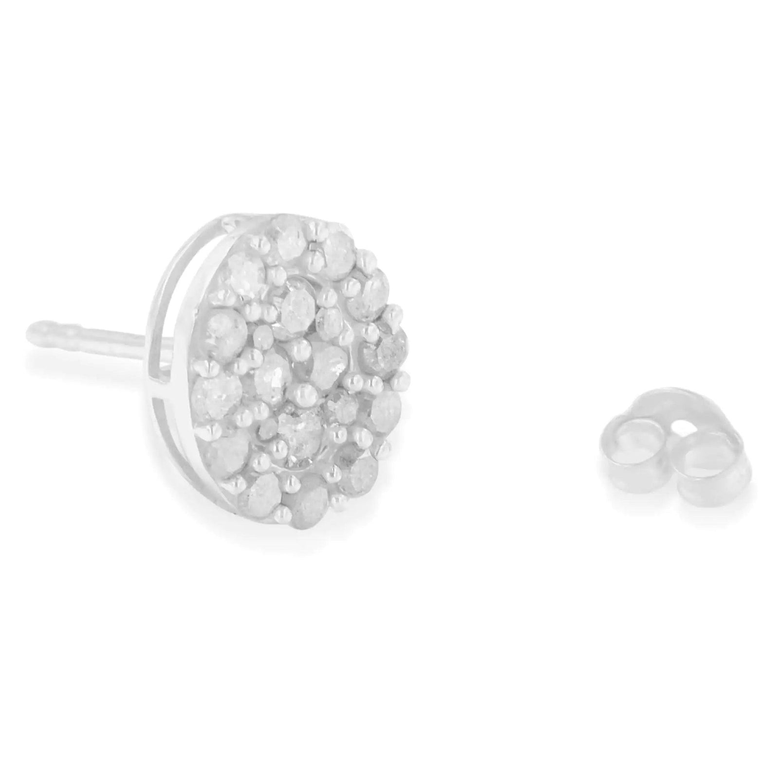 .925 Sterling Silver 1 1/2 Cttw Round-Cut Diamond Oval Shaped Stud Earrings (I-J Color, I3 Clarity) - Evallys.com # #