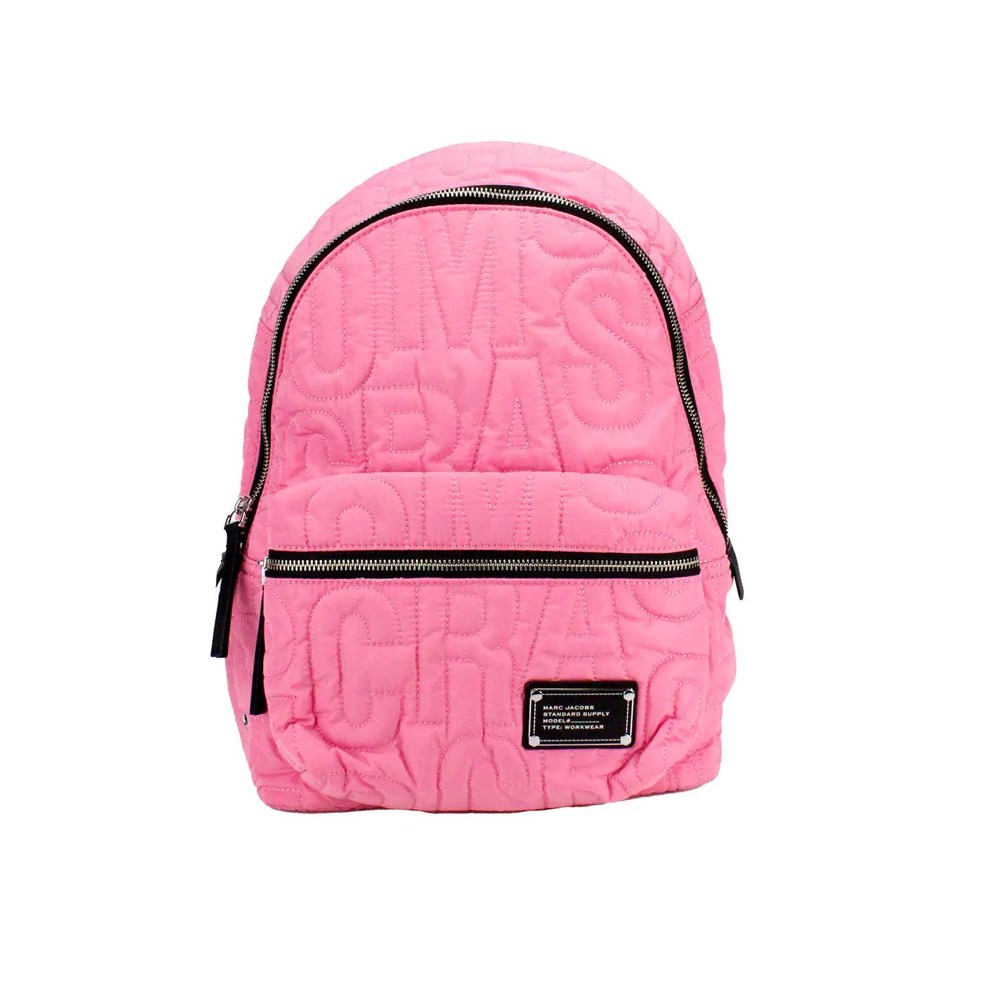 Marc Jacobs Medium Candy Pink Monogram Quilted Puffy Backpack - Evallys.com # #