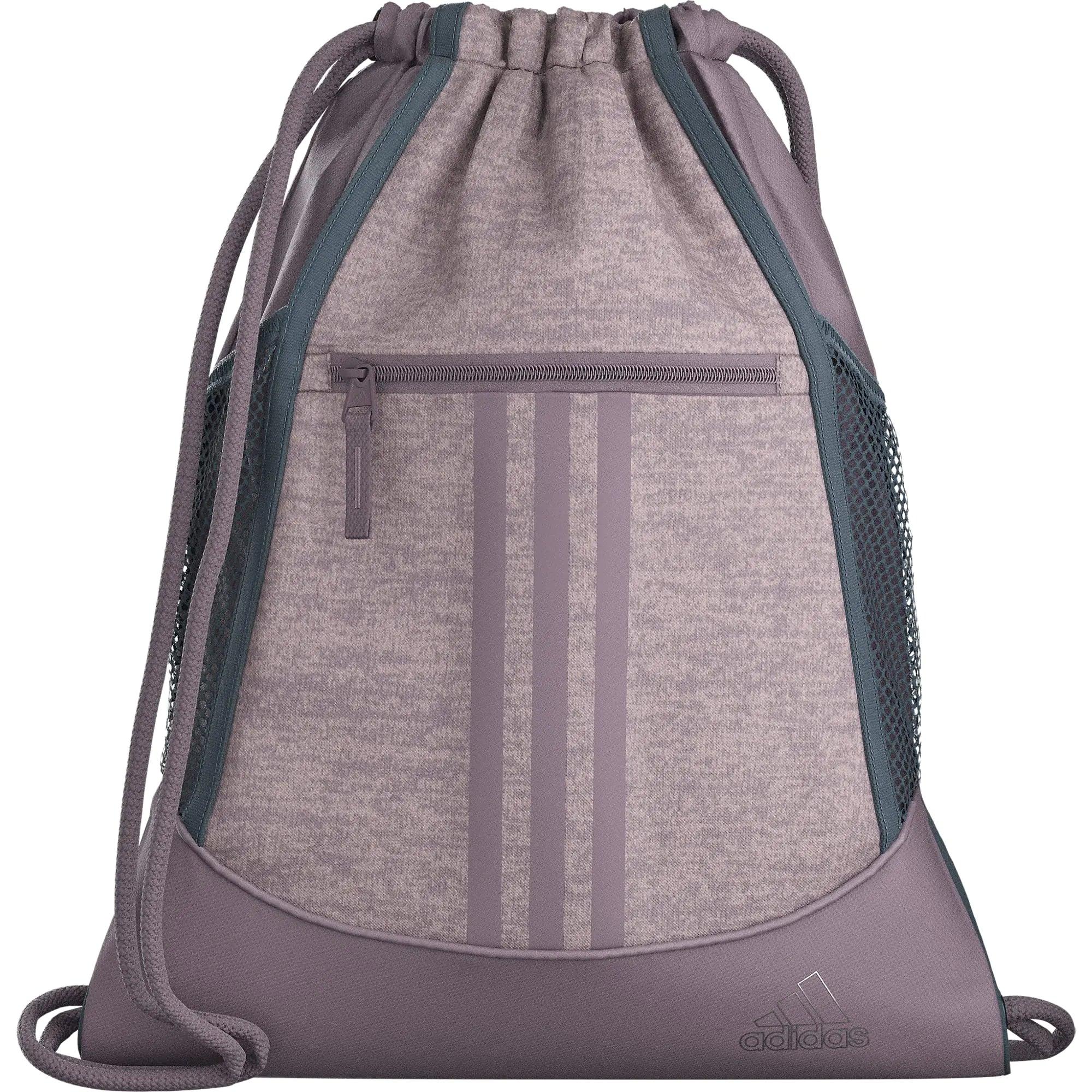 adidas Alliance Sackpack Drawstring Backpack Gym Bag, Jersey Preloved Fig Light Purple/Preloved Fig Purple/Silver Metallic, One Size - Evallys.com # #