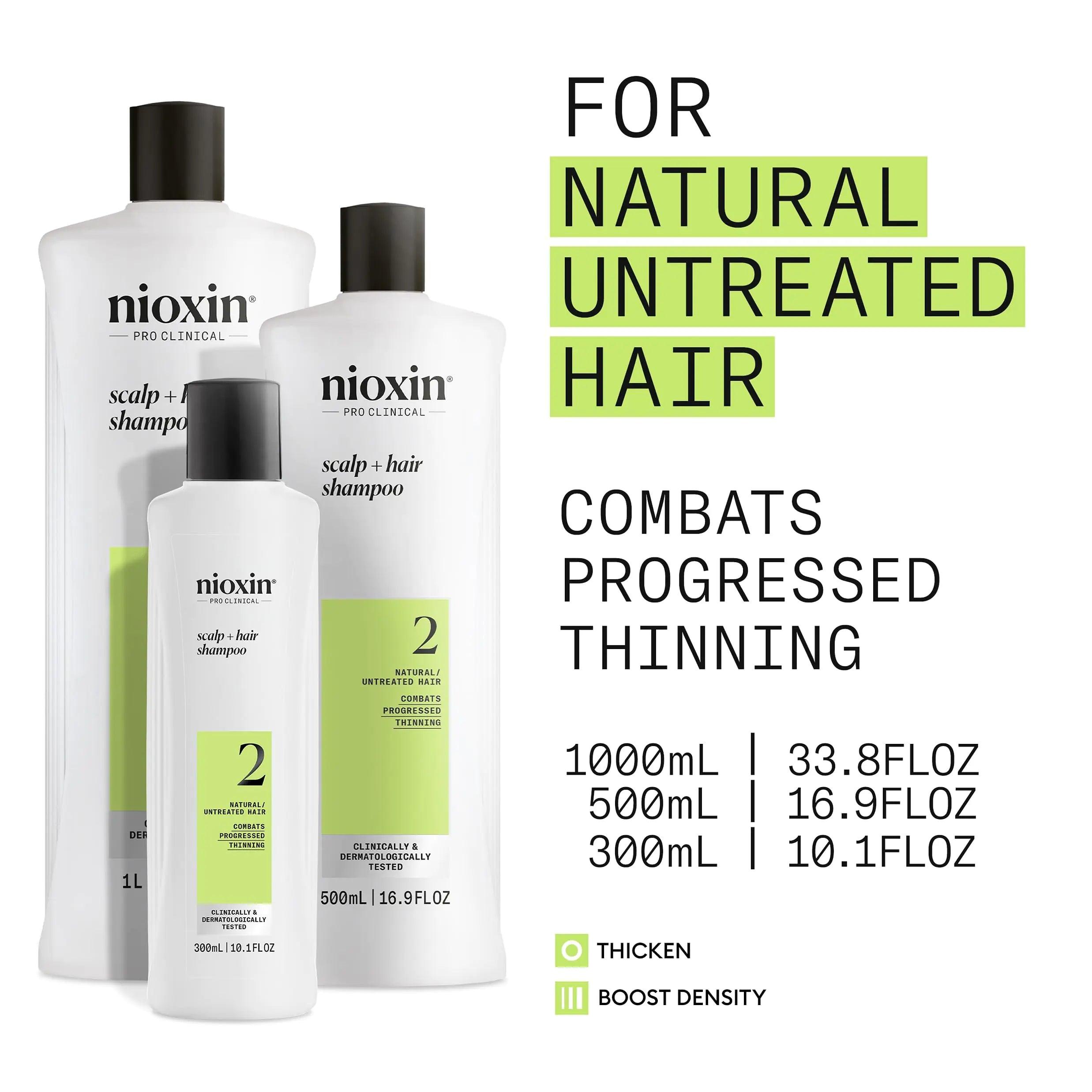 Nioxin System 2 Scalp Cleansing Shampoo with Peppermint Oil, Treats Dry and Sensitive Scalp, For Natural Hair with Progressed Thinning 10.1 Fl Oz (Pack of 1) - Evallys.com # #