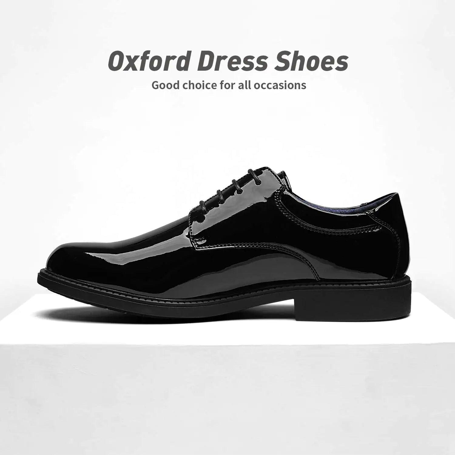 Bruno Marc Men's Dress Oxford Shoes Classic Lace Up Formal Shoes 8.5 Black Pat - Evallys.com # #