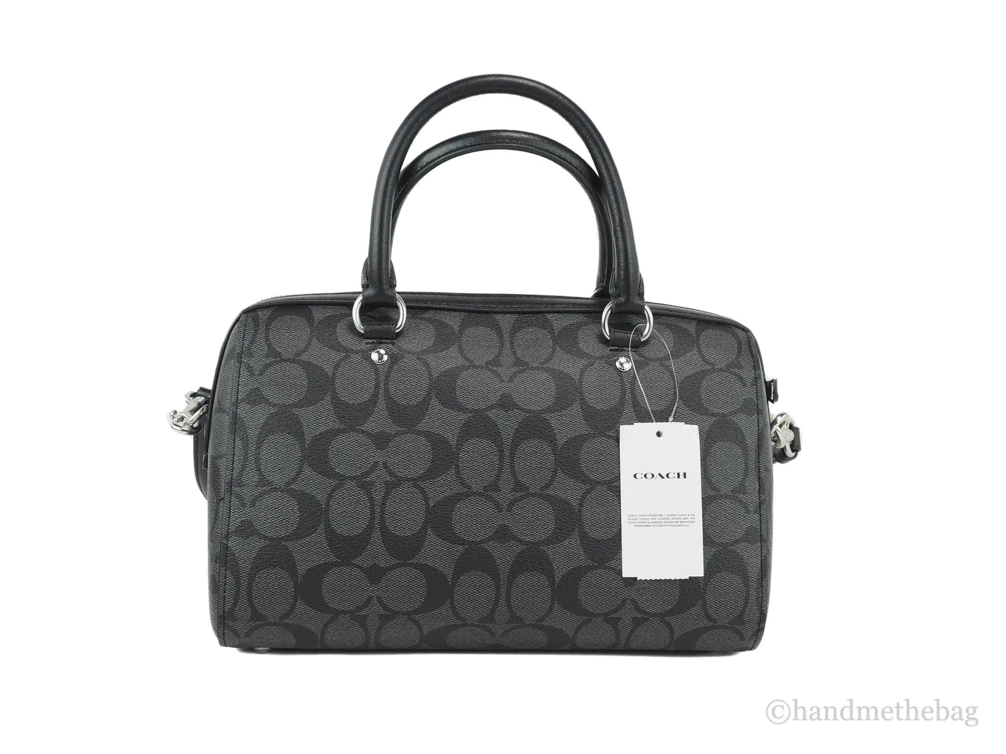 Coach (83607) Signature Graphite Black Rowan Medium Satchel Crossbody Convertible Handbag - Evallys.com # #