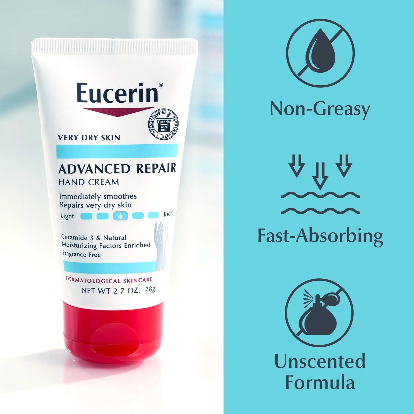 Eucerin Advanced Repair Hand Cream - Fragrance Free, Hand Lotion for Very Dry Skin - 2.7 Ounce (Pack of 3) - Evallys.com # #