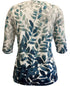 Womens Tops 3/4 Sleeve Shirts Round Neck Loose Casual Blouses Floral Print Tshirts X-Large White Blue Leaf - Evallys.com # #