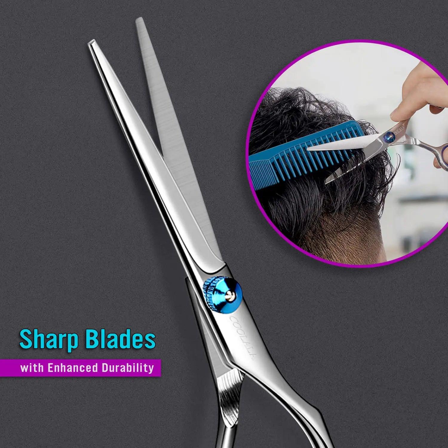 Stainless Steel Hair Cutting Scissors 6.5 Inch Hairdressing Razor Shears Professional Salon Barber Haircut Scissors, One Comb Included, Home Use for Man Woman Adults Kids Babies - Evallys.com # #