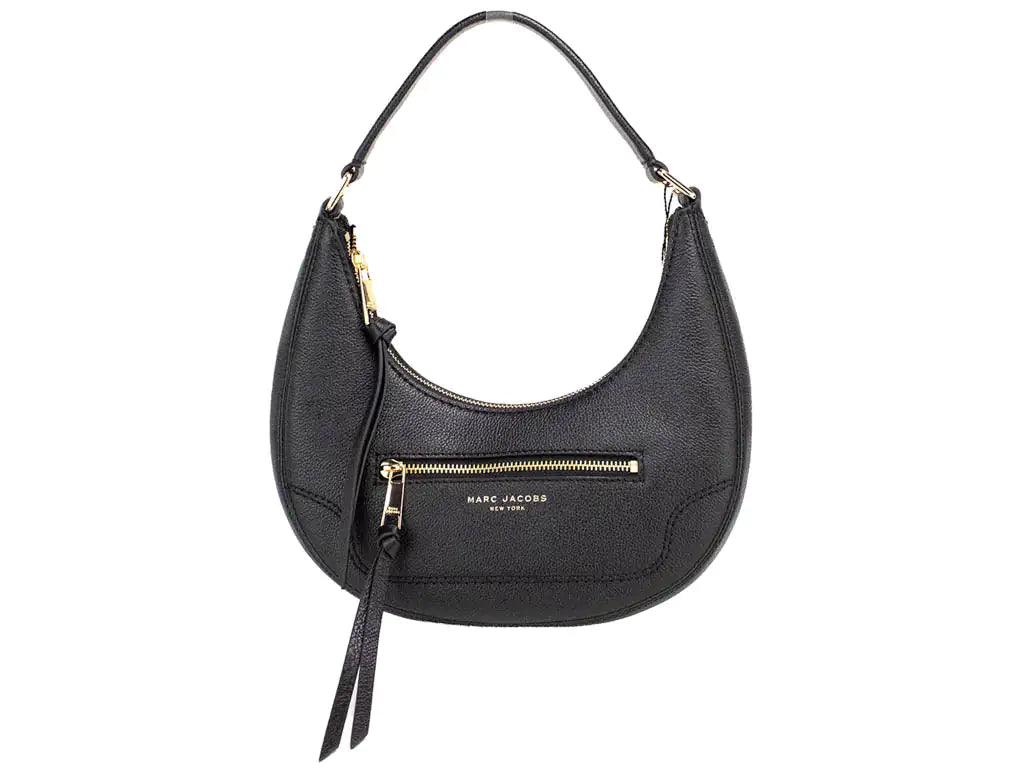 Marc Jacobs Small Black Pebbled Leather Crescent Shoulder Hobo Handbag - Evallys.com # #