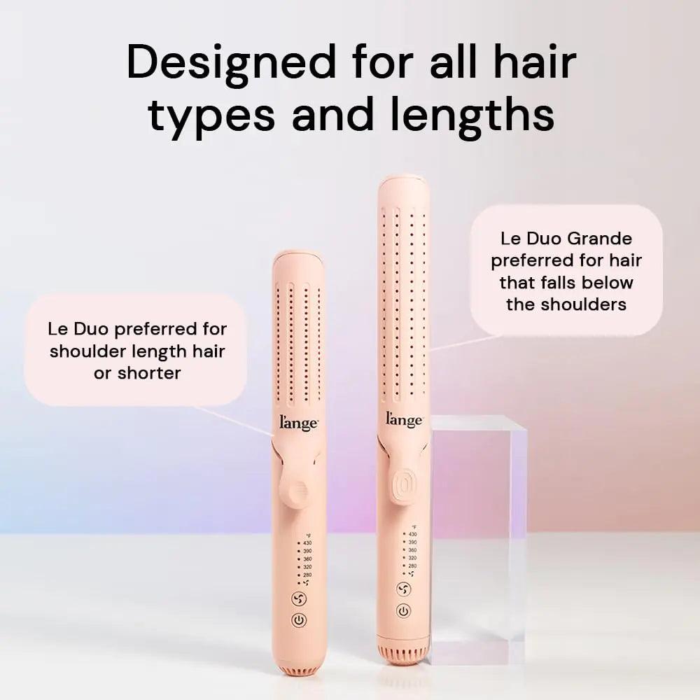 L'ANGE HAIR Le Duo Standard 360° Airflow Styler | 2-in-1 Curling Wand & Titanium Flat Iron Hair Straightener | Professional Hair Curler with Cooling Air Vents | Dual Voltage & Adjustable Temp (Blush) Blush Standard - Evallys.com # #