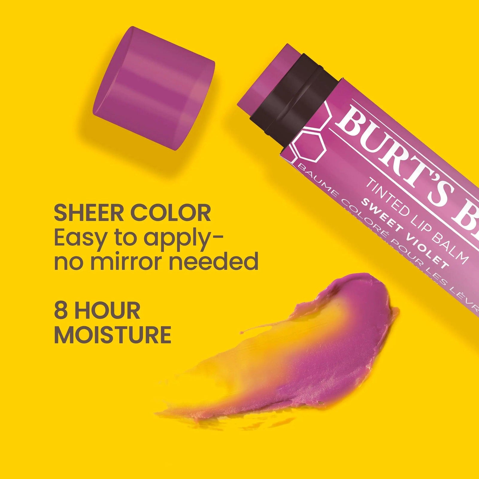 Burt's Bees Lip Tint Balm with Long Lasting 2 in 1 Duo Tinted Balm Formula, Color Infused with Deeply Hydrating Shea Butter for a Natural Looking Buildable Finish, Sweet Violet (2-Pack) - Evallys.com # #