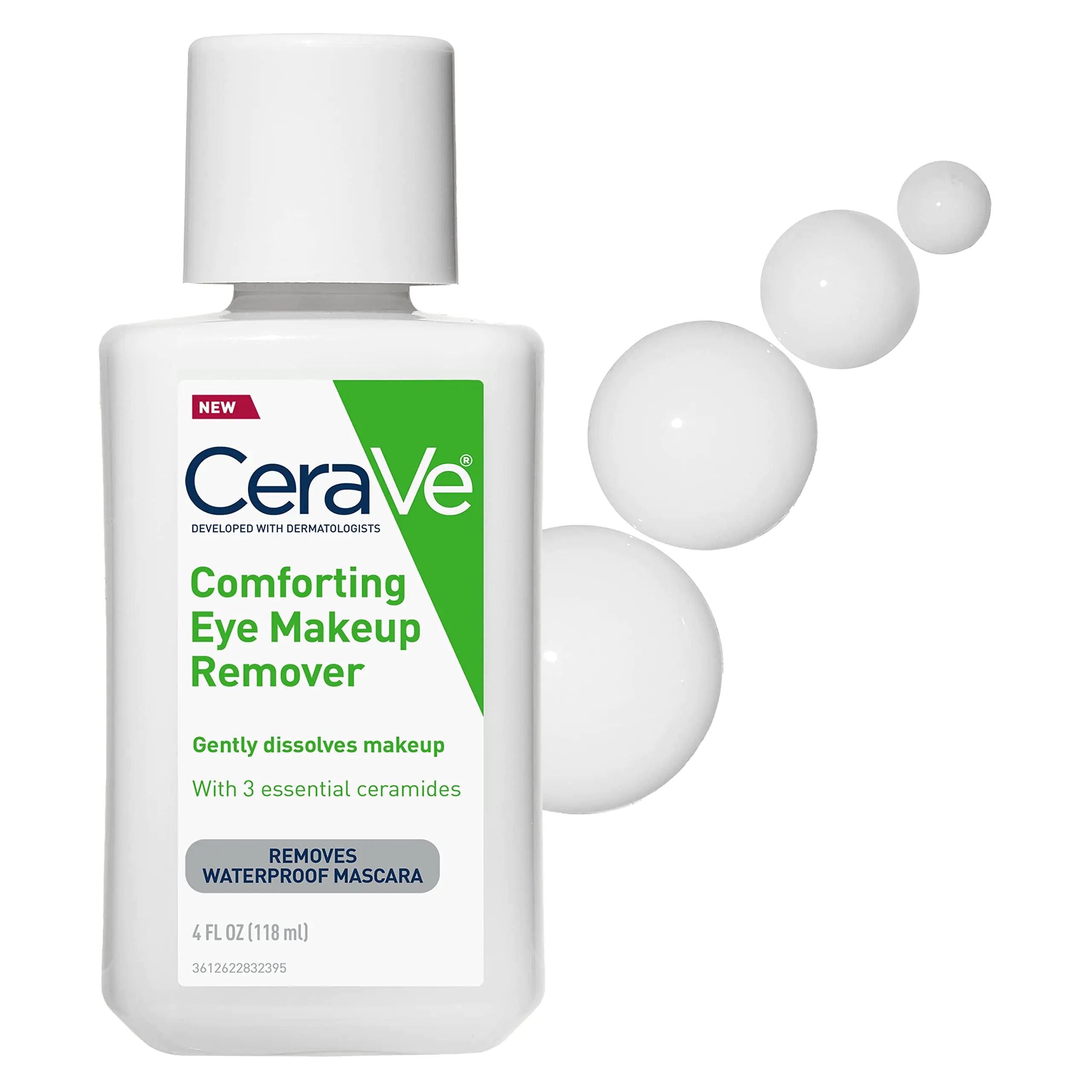 CeraVe Eye Makeup Remover with Hyaluronic Acid and Ceramides |Waterproof, Non-Comedogenic, Fragrance Free, Non-Greasy & Ophthalmologist Tested | 4 Ounces - Evallys.com # #