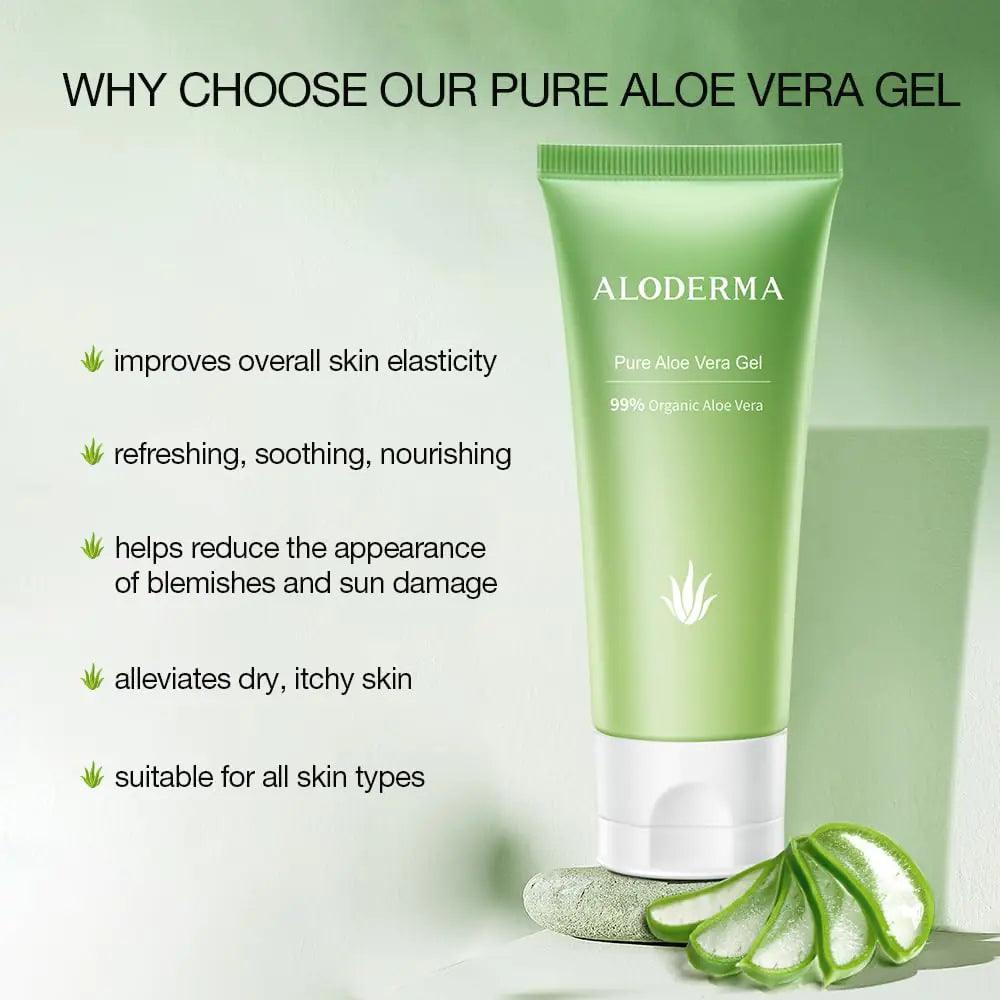 Aloderma 99% Organic Aloe Vera Gel for Face Made within 12 Hours of Harvest - Natural Hydrating Pure Aloe Vera Gel for Soothing Skincare - Moisturizing Aloe Gel for Skin, Face, & Sensitive Skin, 4oz 1 - Evallys.com # #