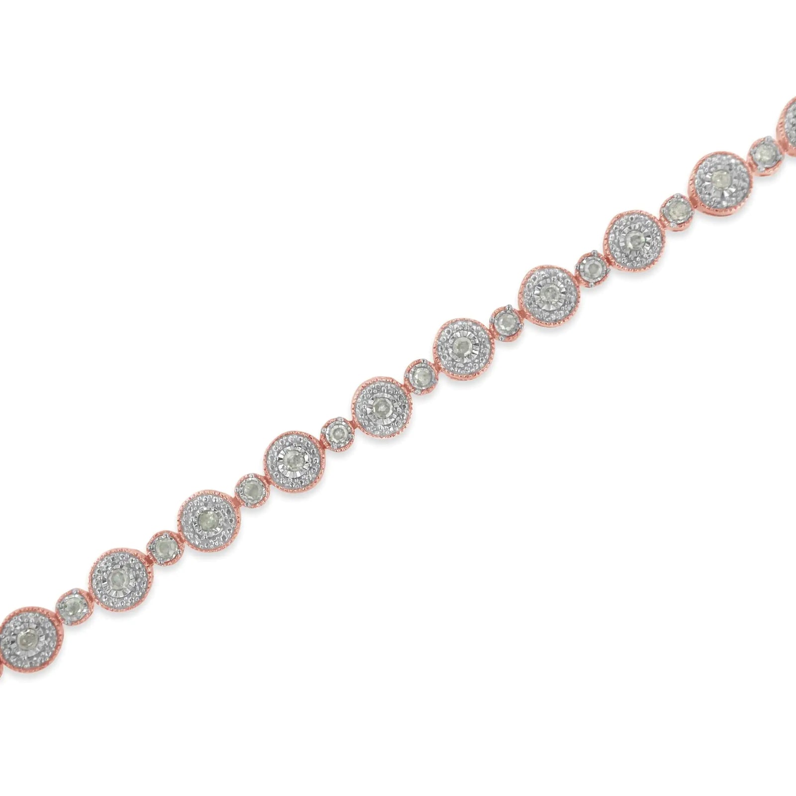 10k Rose Gold Plated .925 Sterling Silver 1 1/3 cttw Miracle Plate Set Diamond Alternating Link Bracelet (I-J Color, I3 Clarity) -7