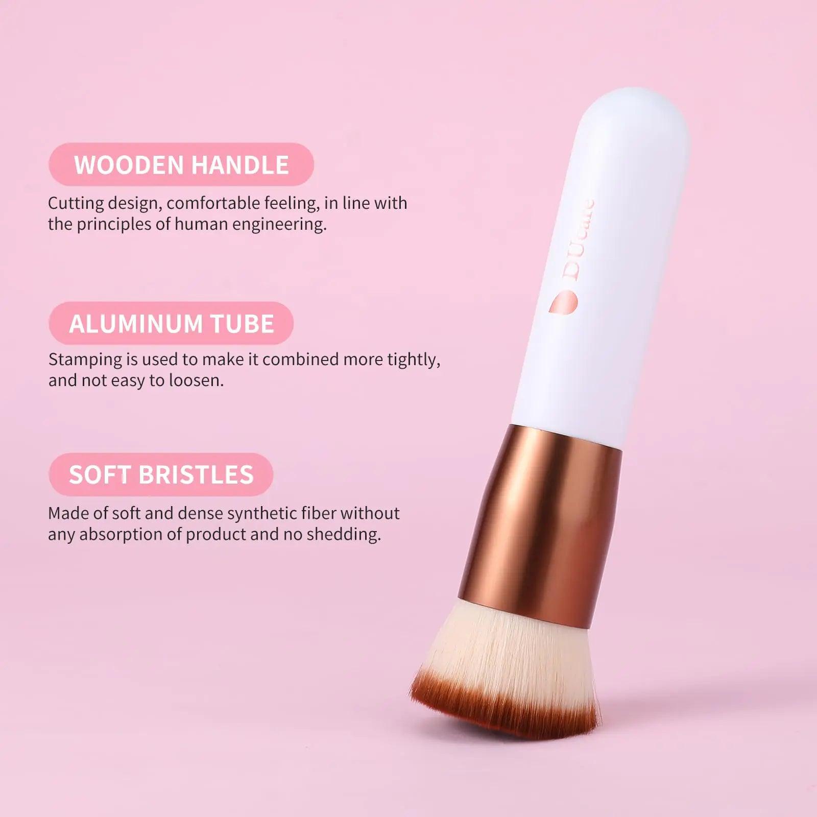 DUcare Foundation Brush Flat Top Kabuki Self Tanner Brush Synthetic Professional Makeup Brush Liquid Blending Mineral Powder Buffing Stippling Makeup Tools, Rose Golden/White rose gold - Evallys.com # #