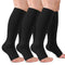 3 Pack Copper Compression Socks for Women & Men, 20-30mmHg Open Toe Knee High Stockings for Circulation Support A01-3 Pack Black Small-Medium - Evallys.com # #