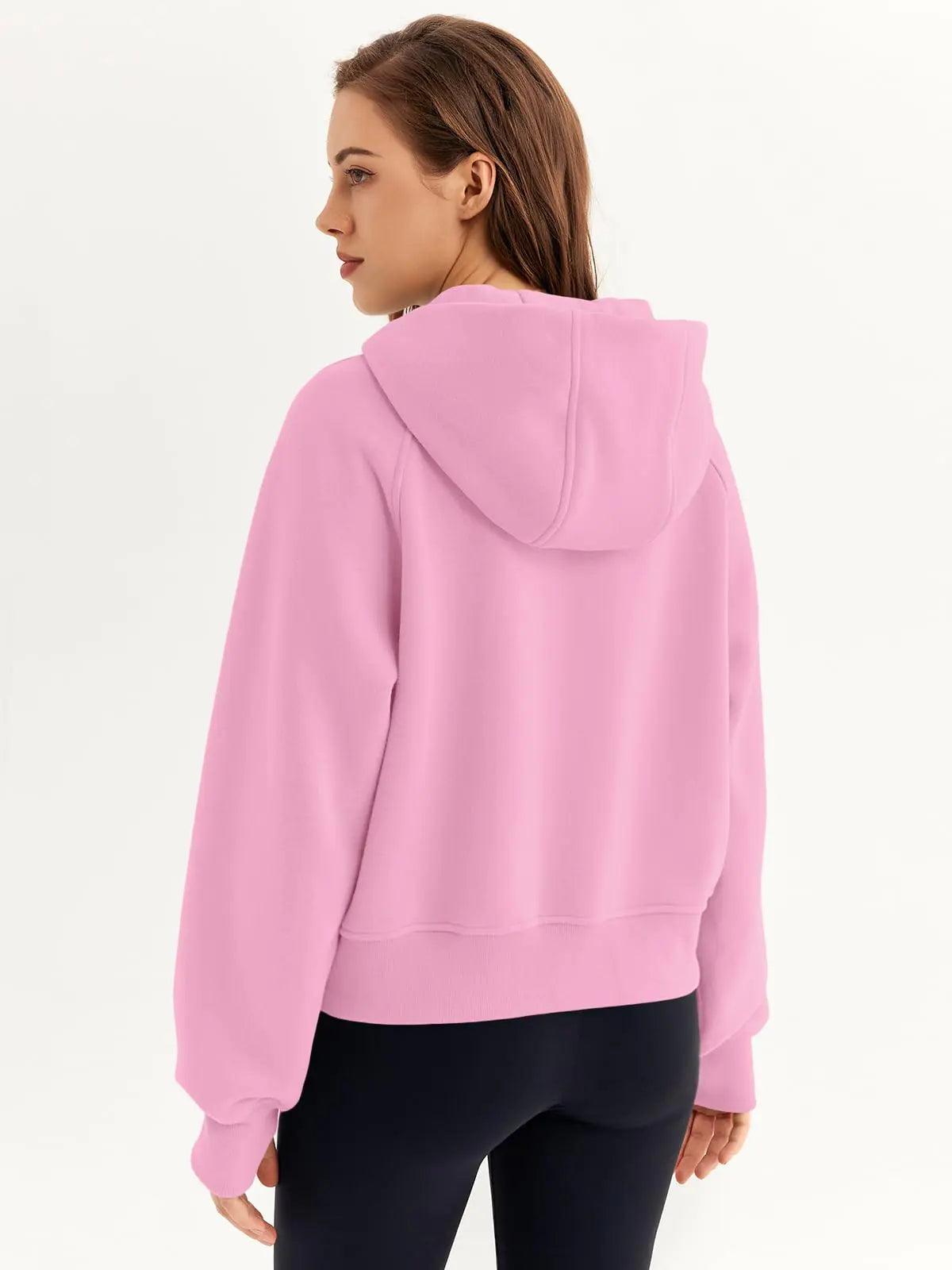 AUTOMET Womens Zip Up Hoodies Fleece Jackets Oversized Sweatshirts Fall Fashion Outfits 2024 Sweaters Winter Clothes Pink X-Small - Evallys.com # #