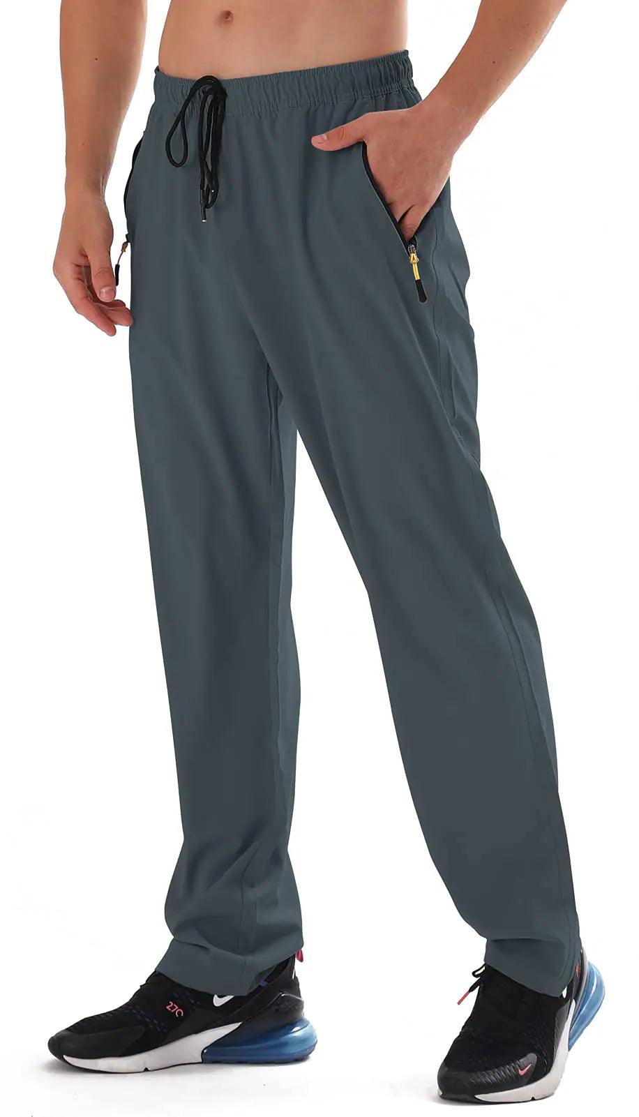 AIRIKE Men's Elastic Waist Hiking Pants Water Resistant Quick-Dry Lightweight Outdoor Sweatpants with Zipper Pockets X-Large Navy - Evallys.com # #