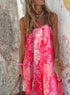 Dokotoo Women Summer Dresses 2024 Spaghetti Strap Scoop Neck Smocked Ruffle Flowy Boho Maxi Dress Small Rose - Evallys.com