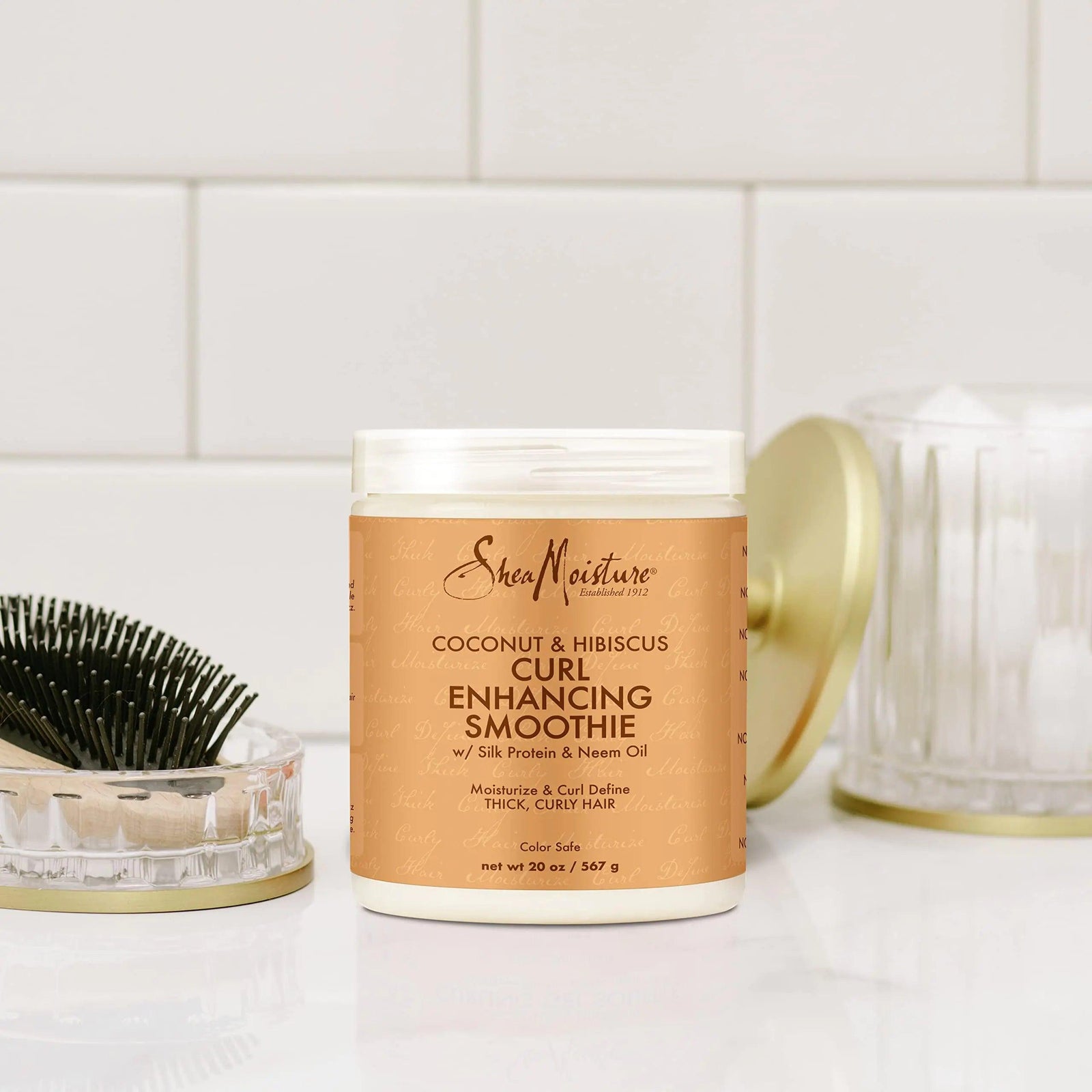 SheaMoisture Curl Enhancing Smoothie Hair Cream for Thick, Curly Hair Coconut and Hibiscus Sulfate Free and Paraben Free Curl Cream 20 oz - Evallys.com # #