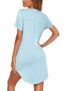 Ekouaer Women V Neck Button Down Nightgown Light Blue Small - Evallys.com # #