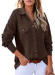 Astylish Women 2024 Waffle Knit Shacket Jacket Casual Long Sleeve Sweater Button Down Shirts Dressy Blouse Top Large Coffee - Evallys.com