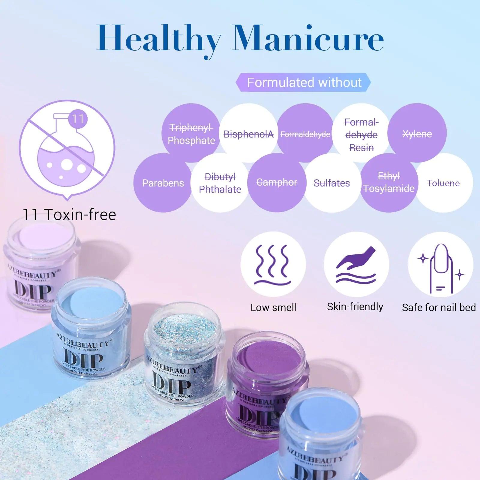 AZUREBEAUTY Dip Powder Nail Kit Starter, 20 Colors Purple Blue Glitter Dipping Powder Recycling Tray Essential Liquid Set Base Top Coat Activator French Dip Nails Art Manicure Beginner Salon 31 Pcs Dark Purple Navy Blue Violet - Evallys.com # #