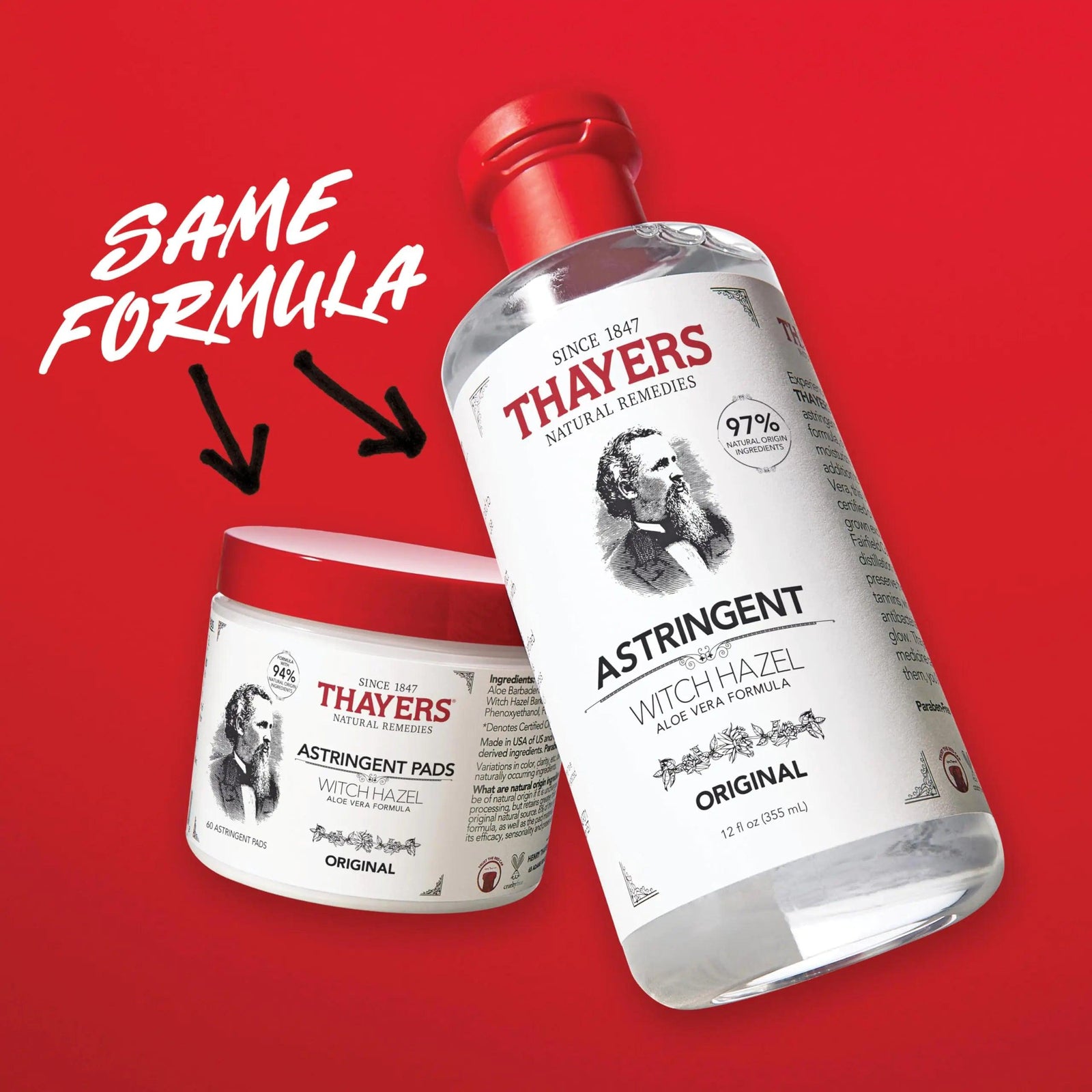 THAYERS Original Witch Hazel Astringent with Aloe Vera, 12 Oz (Pack of 2) 12 Fl Oz (Pack of 2) - Evallys.com