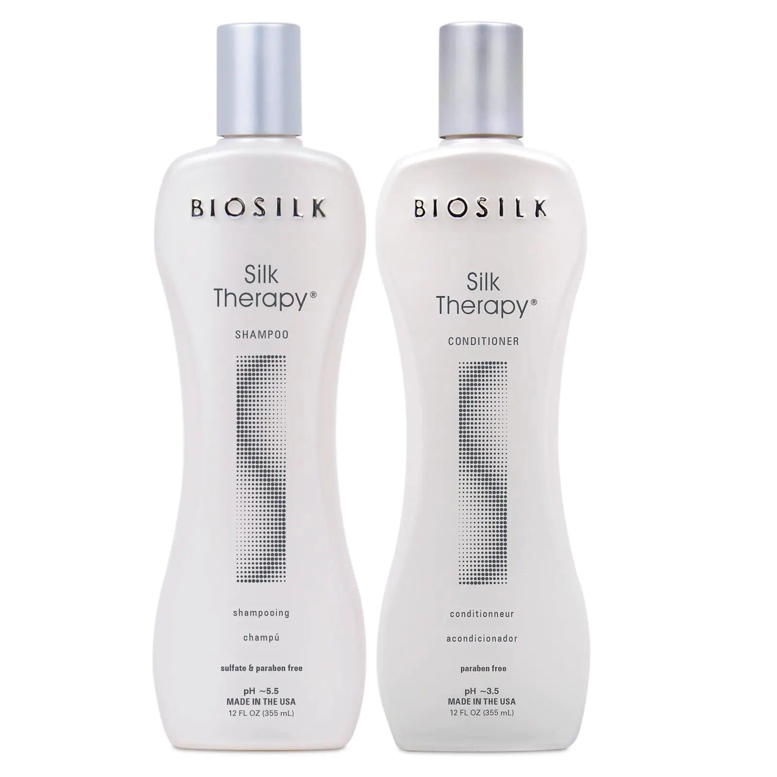 BioSilk Silk Therapy Duo Set Shampoo & Conditioner, Gentle Cleansing Haircare For Amazing Shine, Sulfate, Paraben, & Cruelty-Free, 12 Oz (Pack of 2) - Evallys.com # #