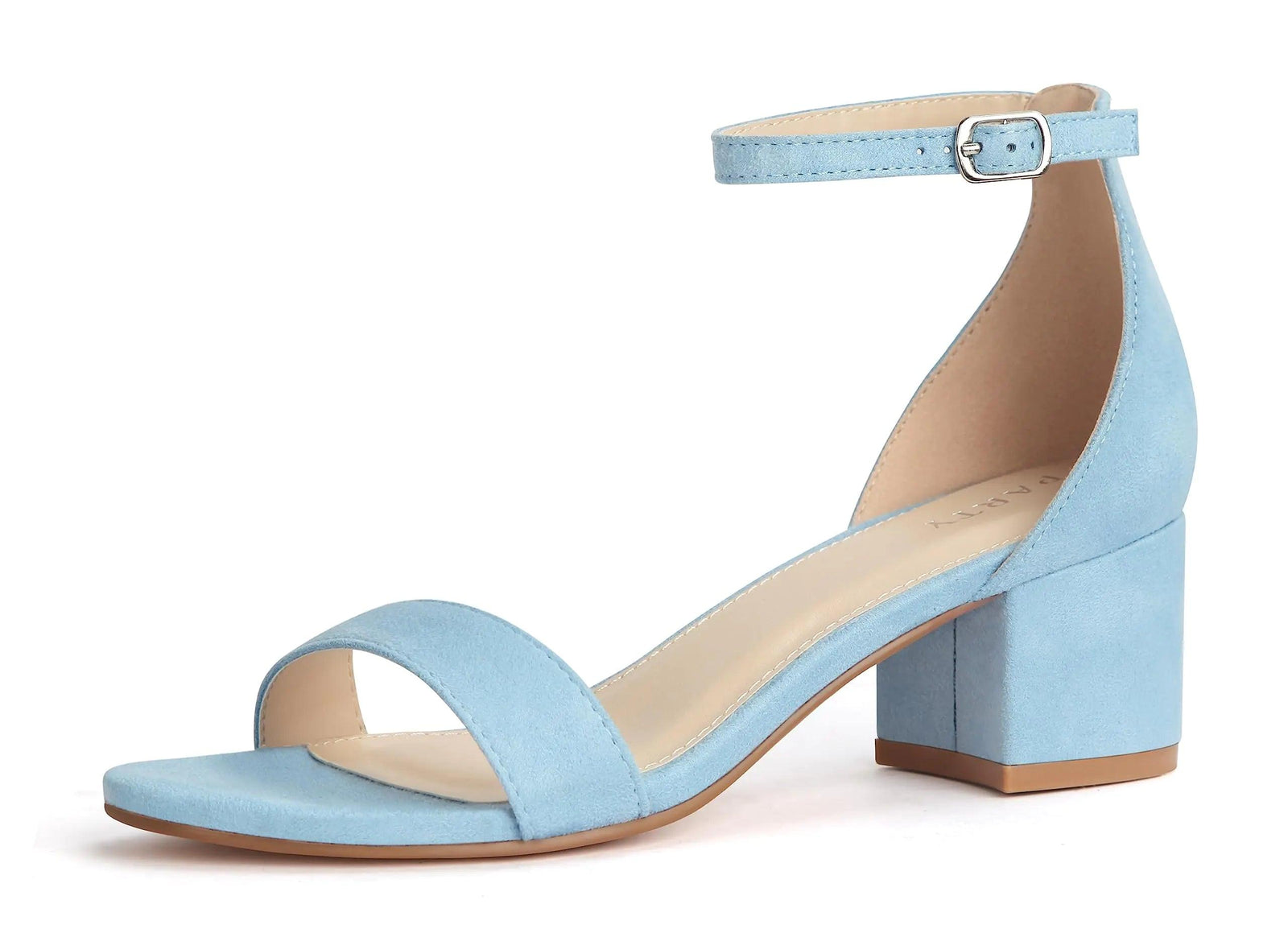 PARTY Women's Open Toe Ankle Strap Low Block Chunky Heels Sandals 6 Light Blue - Evallys.com # #