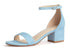 PARTY Women's Open Toe Ankle Strap Low Block Chunky Heels Sandals 6 Light Blue - Evallys.com # #