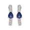 10K White Gold Pear Shaped Blue Sapphire and 1/10 Cttw Diamond Huggy Hoop Earrings (H-I Color, I1-I2 Clarity) - Evallys.com # #