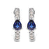 10K White Gold Pear Shaped Blue Sapphire and 1/10 Cttw Diamond Huggy Hoop Earrings (H-I Color, I1-I2 Clarity) - Evallys.com # #