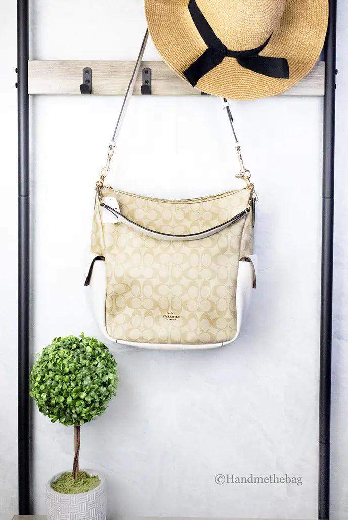 Coach Pennie Light Khaki Chalk Signature Coated Canvas Handbag - Evallys.com # #