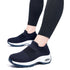 Women's Walking Shoes Sock Sneakers - Mesh Slip On Air Cushion Lady Girls Modern Jazz Dance Easy Shoes Platform Loafers 5.5 Navy Blue White - Evallys.com # #