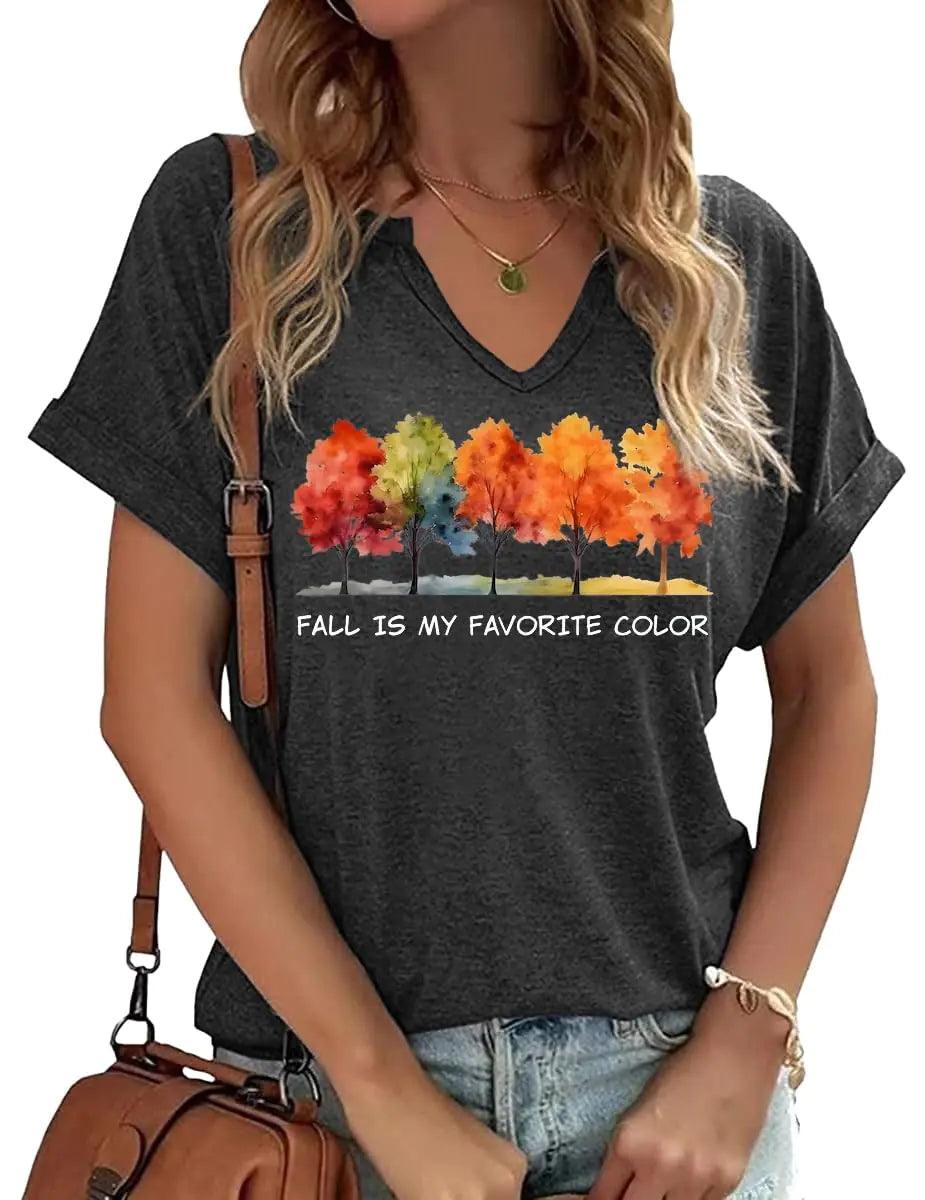 Women Fall Halloween Doodles V Neck Shirt Funny Family Party Celebration Short Sleeve Tee Pumpkin Graphic Thanksgiving Tops… H-grey-1 Small - Evallys.com # #