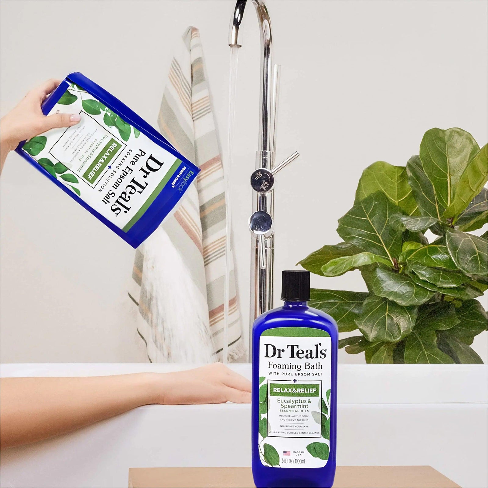 Dr Teal's Pure Epsom Salt, Relax & Relief With Eucalyptus And Spearmint, 3 lb (Pack of 4) (Packaging May Vary) - Evallys.com # #