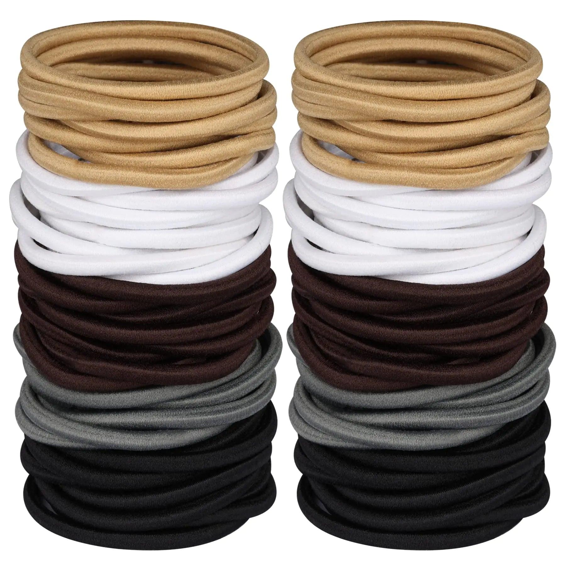 120 Pcs Neutral Colors Elastic Hair Tie, 4MM Ponytail Holders for Medium to Thick Hair No Damage Hair Accessories for Men, Women, Boys, and Girls for Long Braids Assorted D (120 PCS) - Evallys.com # #