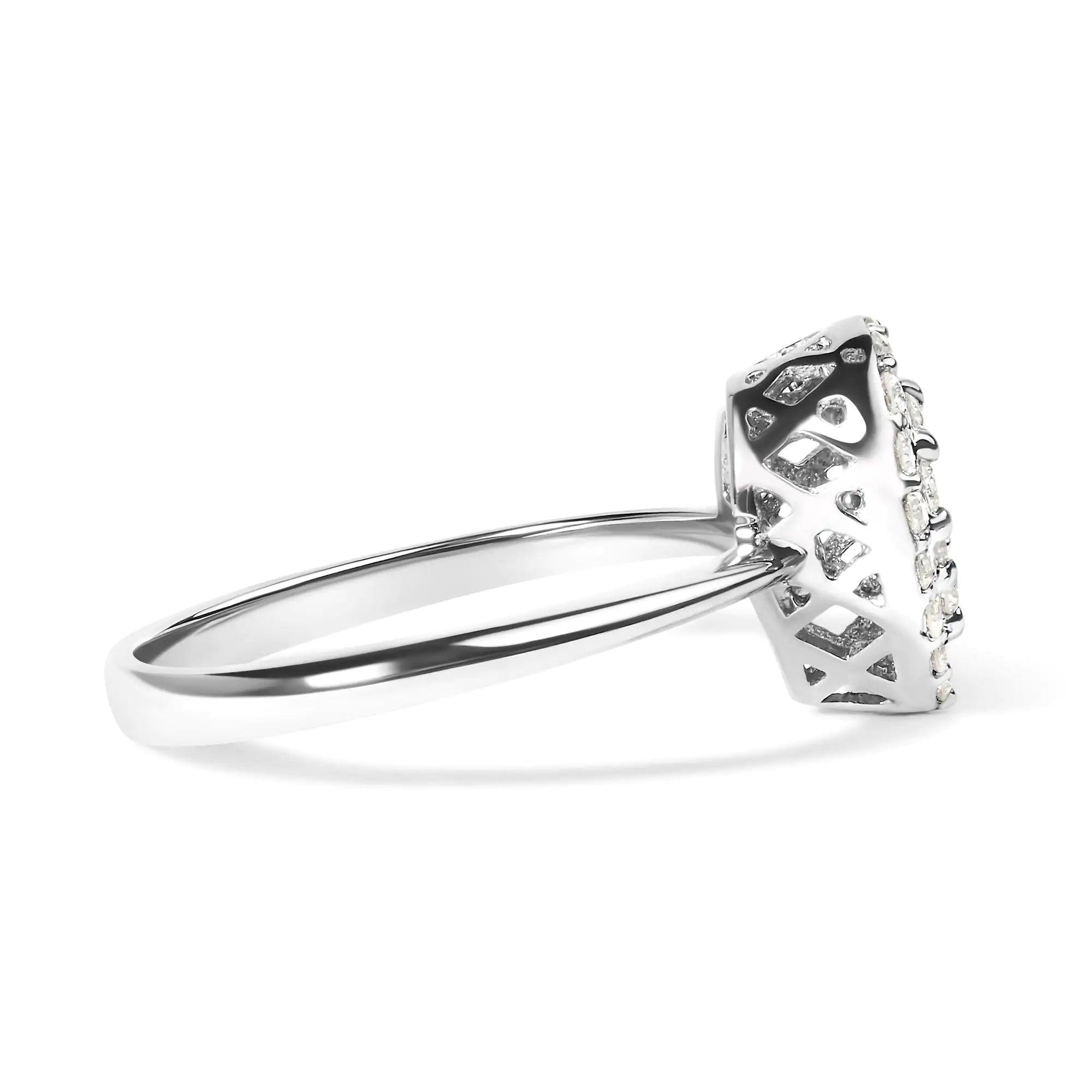 .925 Sterling Silver 3/8 Cttw Lab Grown Diamond Cluster and Halo Pear Promise Ring (G-H Color, VS2-SI1 Clarity) - Size 7 - Evallys.com # #