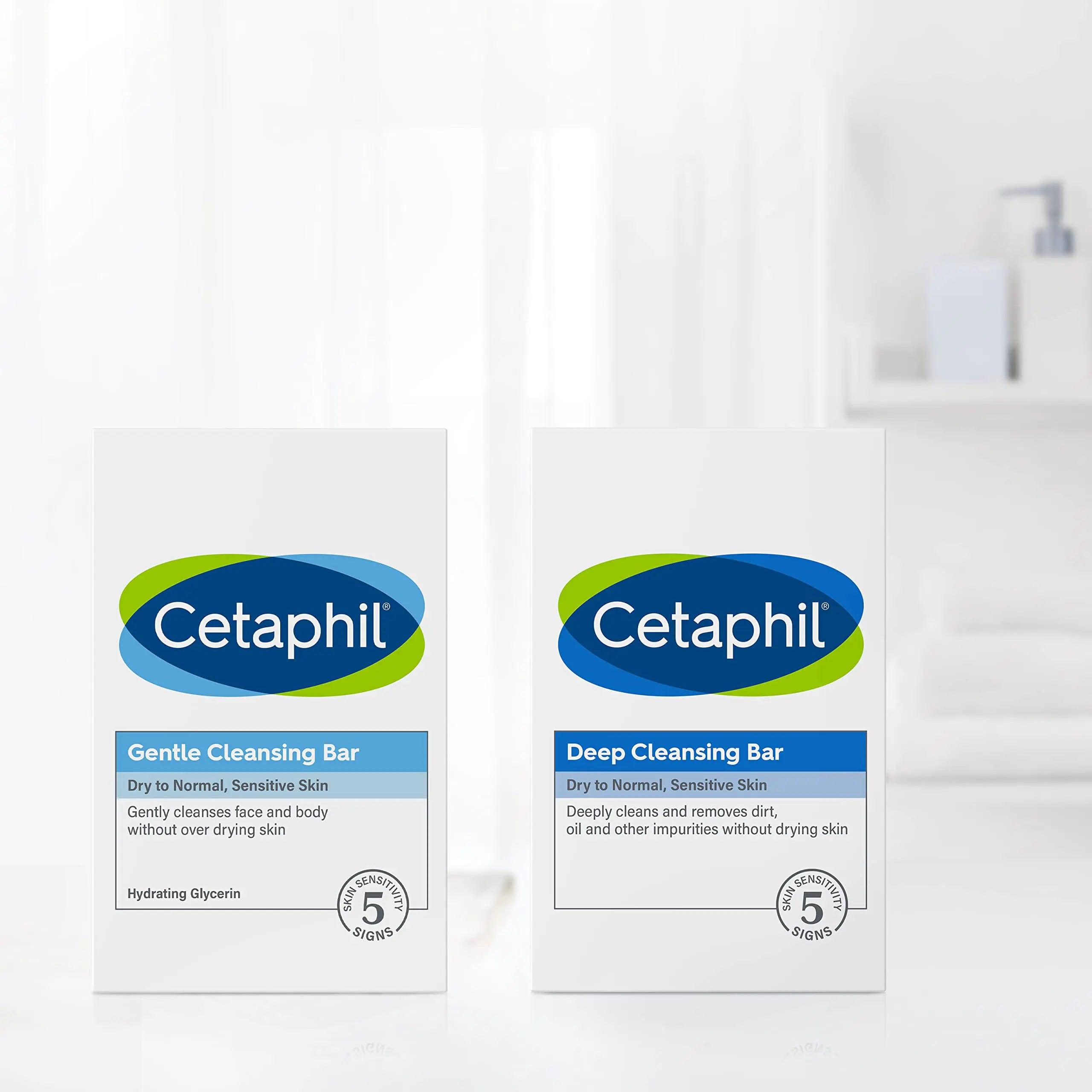 Cetaphil Bar Soap, Deep Cleansing Face and Body Bar, Pack of 3, For Dry to Normal, Sensitive Skin, Soap Free, Hypoallergenic, Paraben Free, Removes Makeup, Dirt and Oil 4.5 Ounce (Pack of 3) - Evallys.com # #