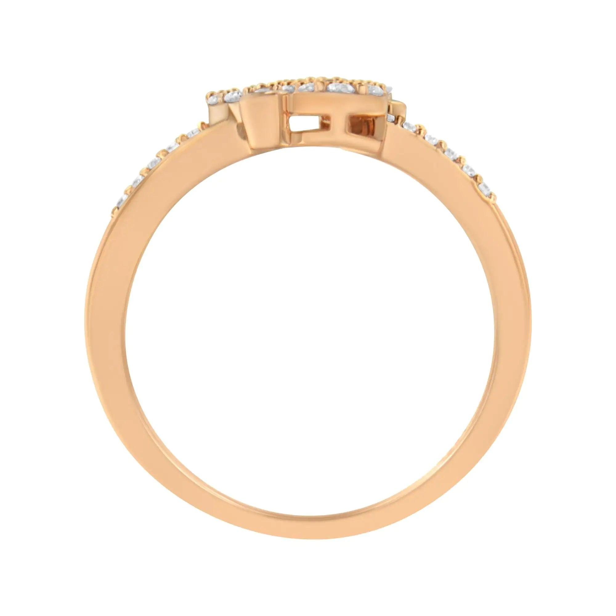 14K Rose Gold Plated .925 Sterling Silver 1/2 Cttw Diamond Scatter Composite Bypass Ring (I-J Color, I1-I2 Clarity) - Evallys.com # #