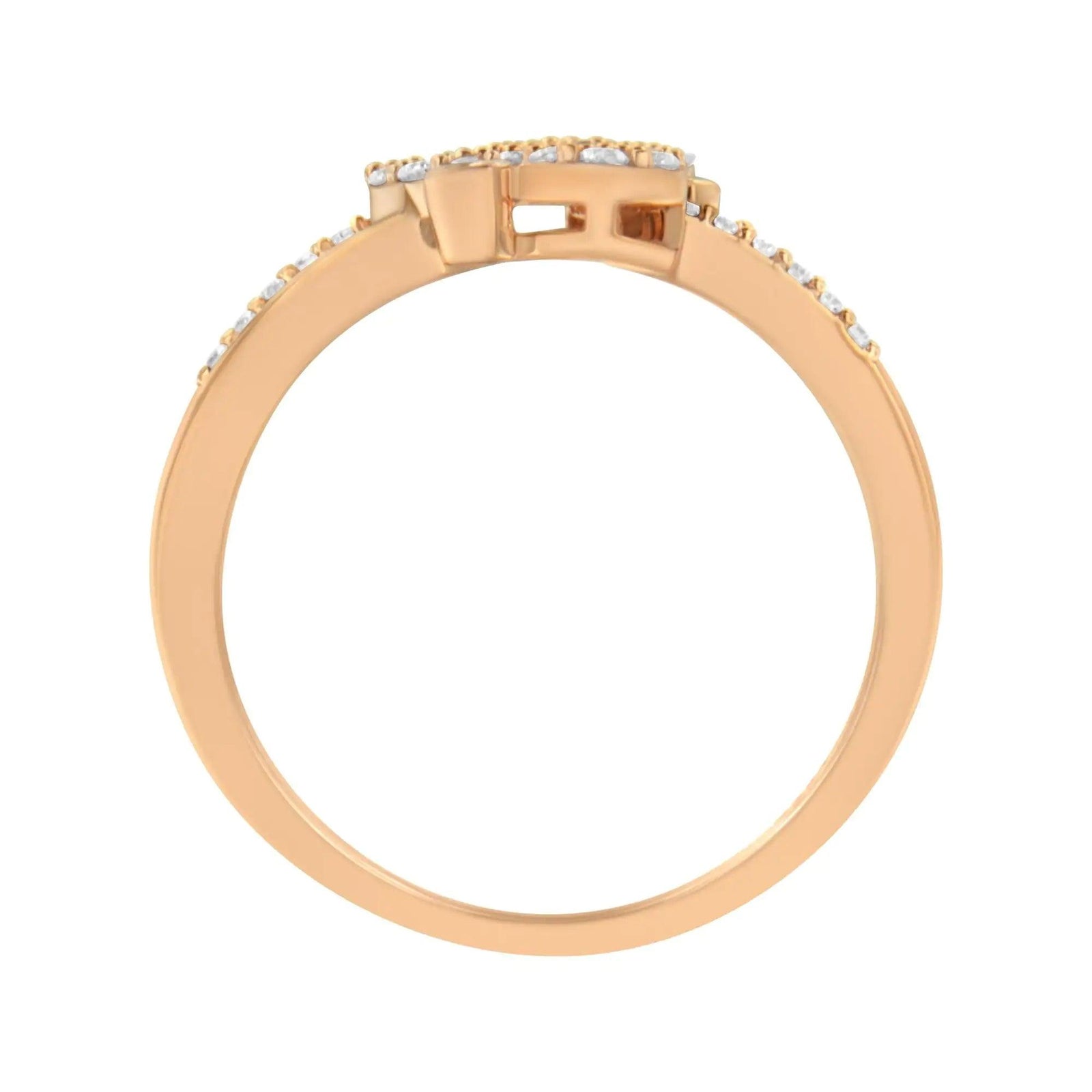 14K Rose Gold Plated .925 Sterling Silver 1/2 Cttw Diamond Scatter Composite Bypass Ring (I-J Color, I1-I2 Clarity) - Evallys.com # #