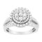 .925 Sterling Silver 1 cttw Baguette and Round-Cut Diamond Halo and Lariat Cocktail Floral Ring (H-I Color, I2-I3 Clarity) - Evallys.com # #