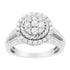 .925 Sterling Silver 1 cttw Baguette and Round-Cut Diamond Halo and Lariat Cocktail Floral Ring (H-I Color, I2-I3 Clarity) - Evallys.com # #