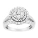 .925 Sterling Silver 1 cttw Baguette and Round-Cut Diamond Halo and Lariat Cocktail Floral Ring (H-I Color, I2-I3 Clarity) - Evallys.com # #