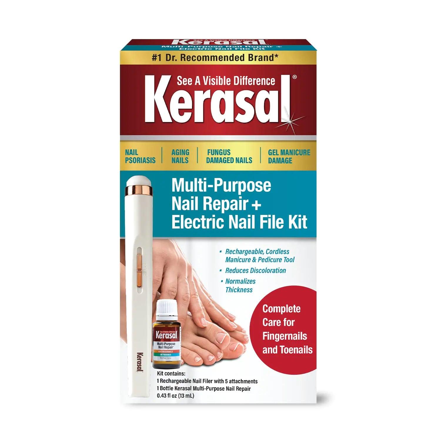 Kerasal Multi-Purpose Nail Repair and Electric Nail File Kit - Nail Repair for Damaged Nails - Nail Care Kit Includes 0.43 fl oz Solution and Electric Nail File Multi-Purpose Nail Repair + File 0.43 Fl Oz (Pack of 1) - Evallys.com # #