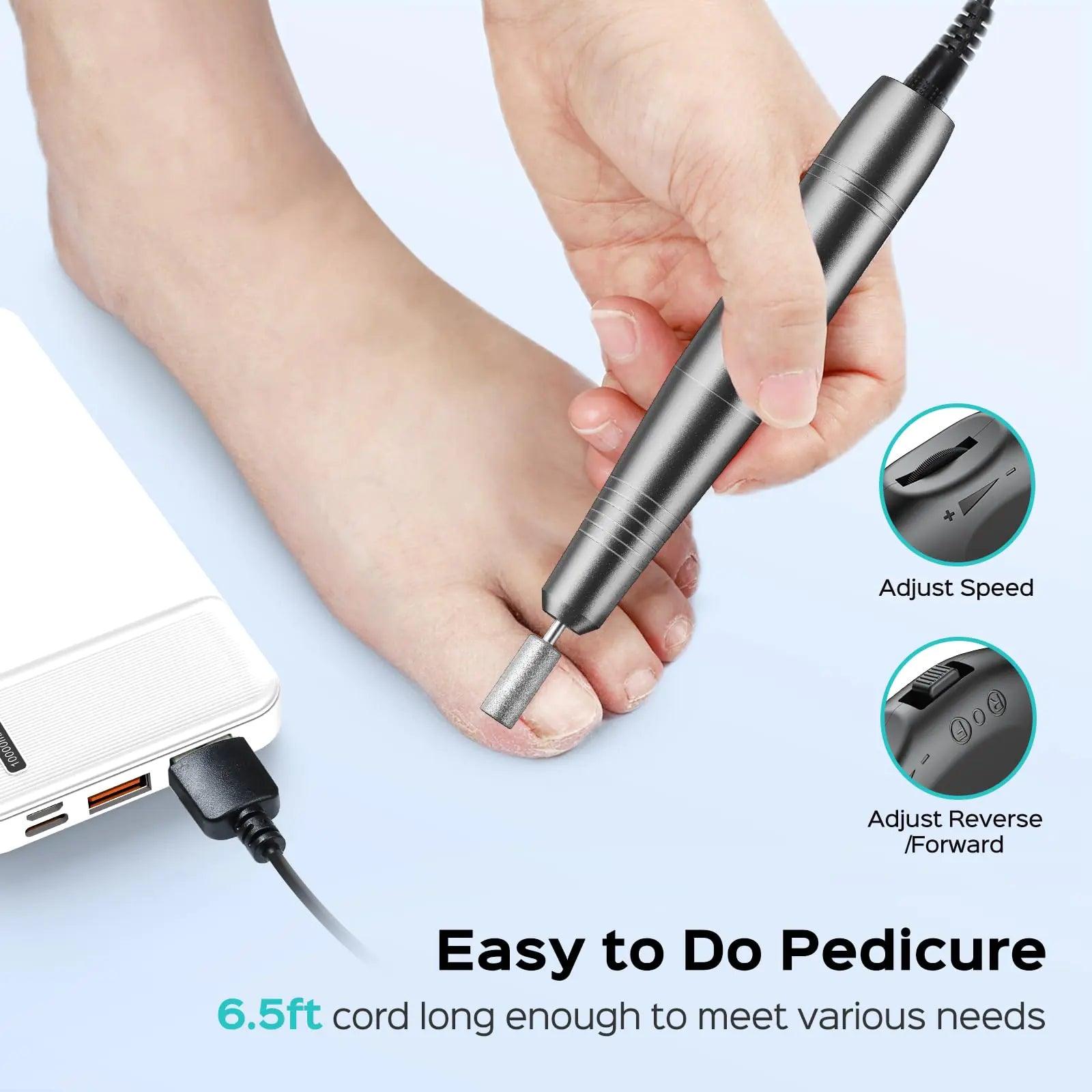 COSLUS Electric Nail Drill File Professional: for Acrylic Gel Dip Powder Nails Portable Nail Drill Machine Kit Manicure Pedicure Tools Polishing Set with Nail Drill Bits Sanding Bands Grey - Evallys.com # #