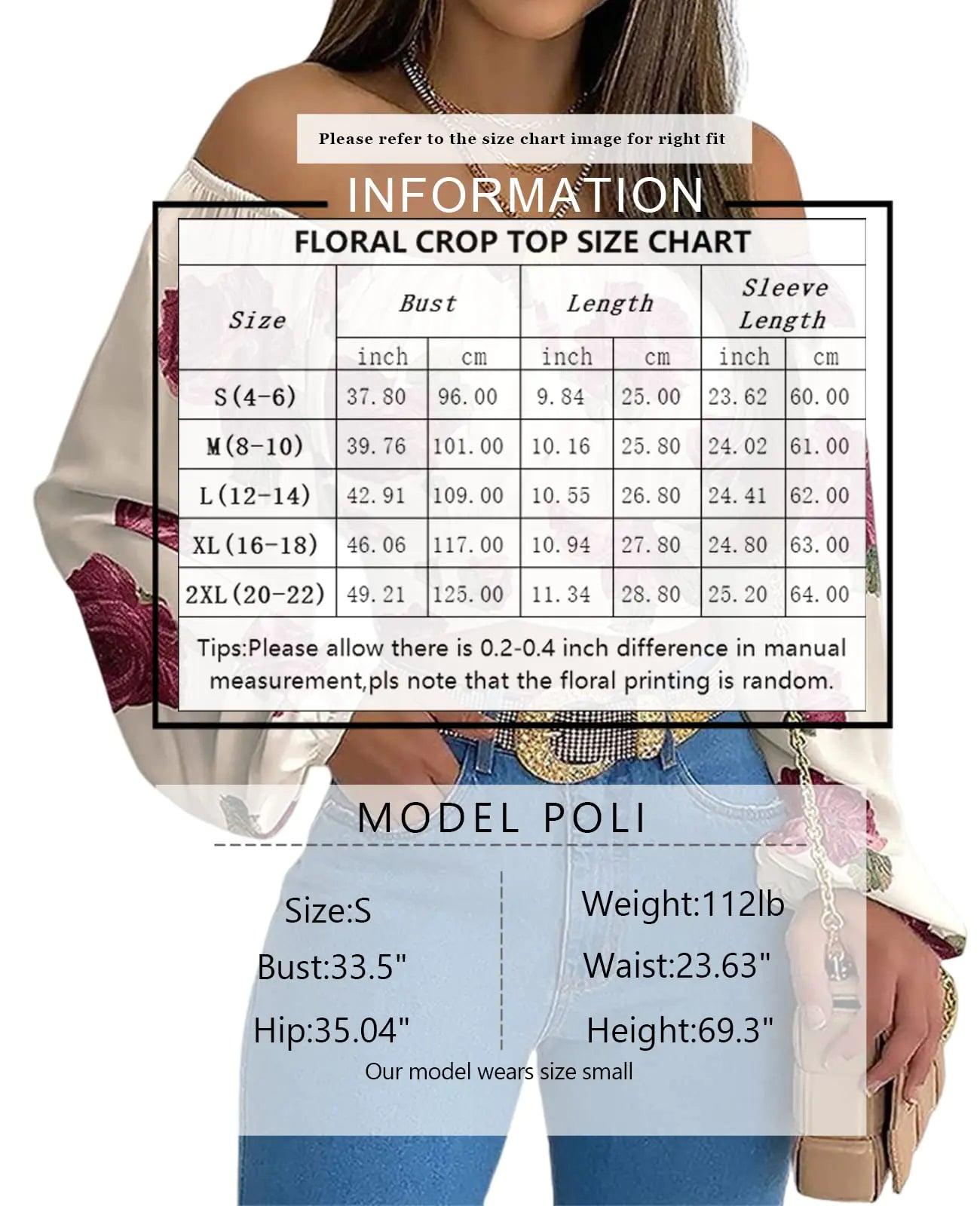 MIRACMODA Woman Off Shoulder Ruched Tie Back Crop Top Summer Lantern Sleeve Boho Shirt Blouse Large Leaves - Evallys.com # #