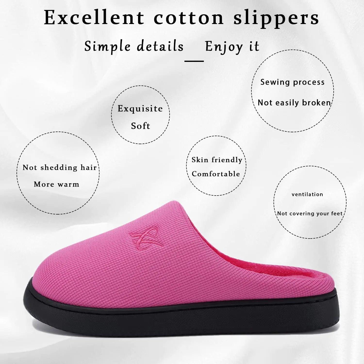 Memory Foam Slippers for Women's and Men's Casual House Shoes 9-10 Women/7-8 Men Rose Red - Evallys.com # #