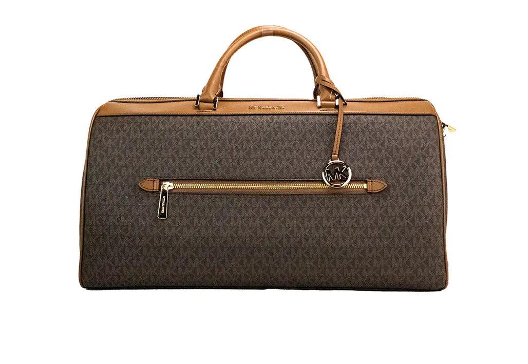 Copy of Michael Kors Travel Extra Large Brown PVC Top Zip Duffle Weekender Luggage Bag - Evallys.com # #