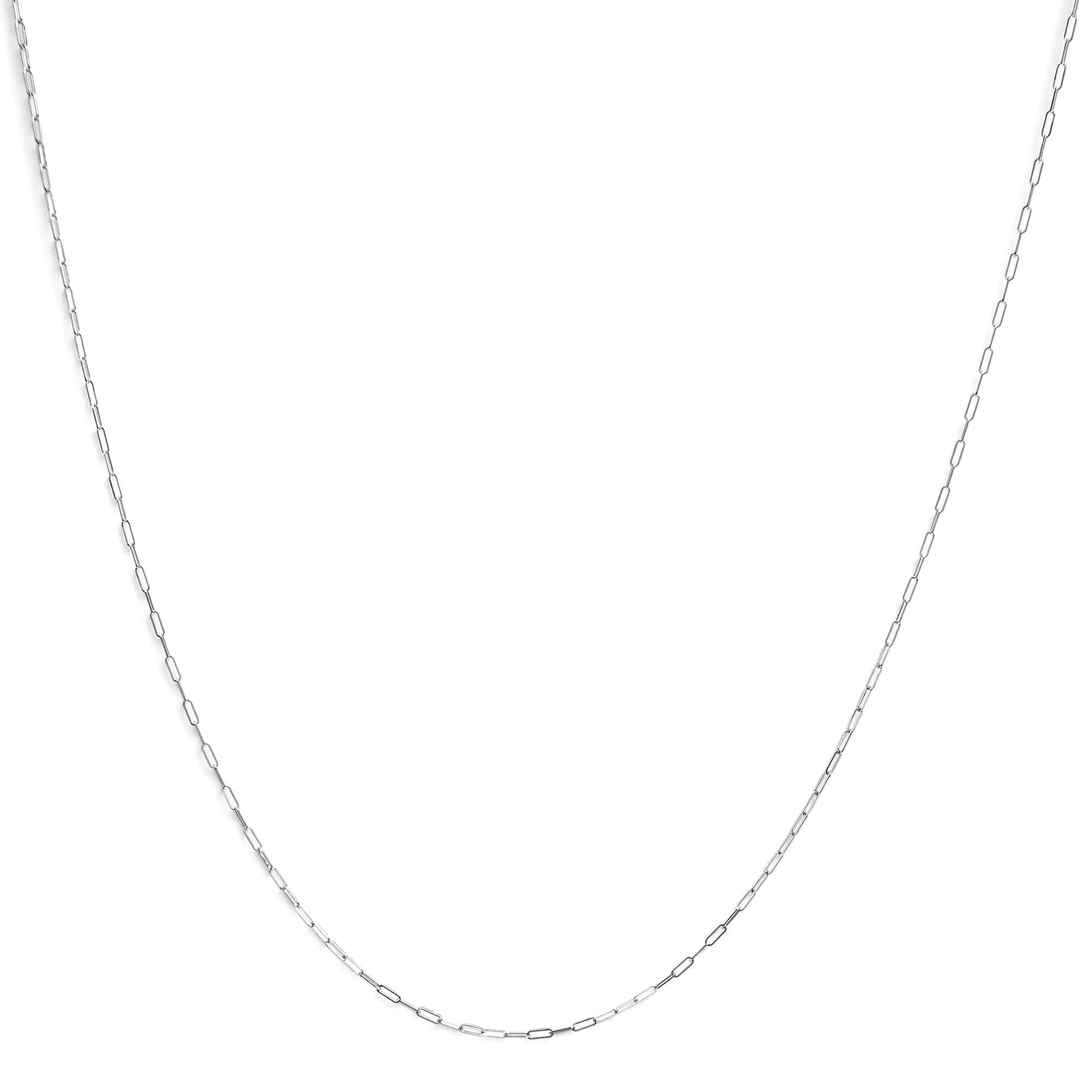 Unisex Solid 14K Gold 1.5mm Paperclip Chain Necklace - Choice of Length and Metal Color - Evallys.com