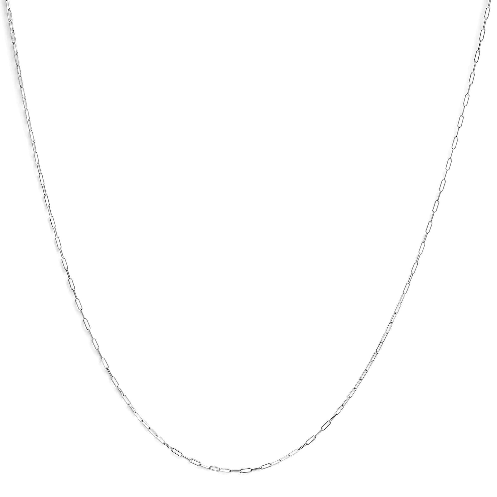 Unisex Solid 14K Gold 1.5mm Paperclip Chain Necklace - Choice of Length and Metal Color - Evallys.com